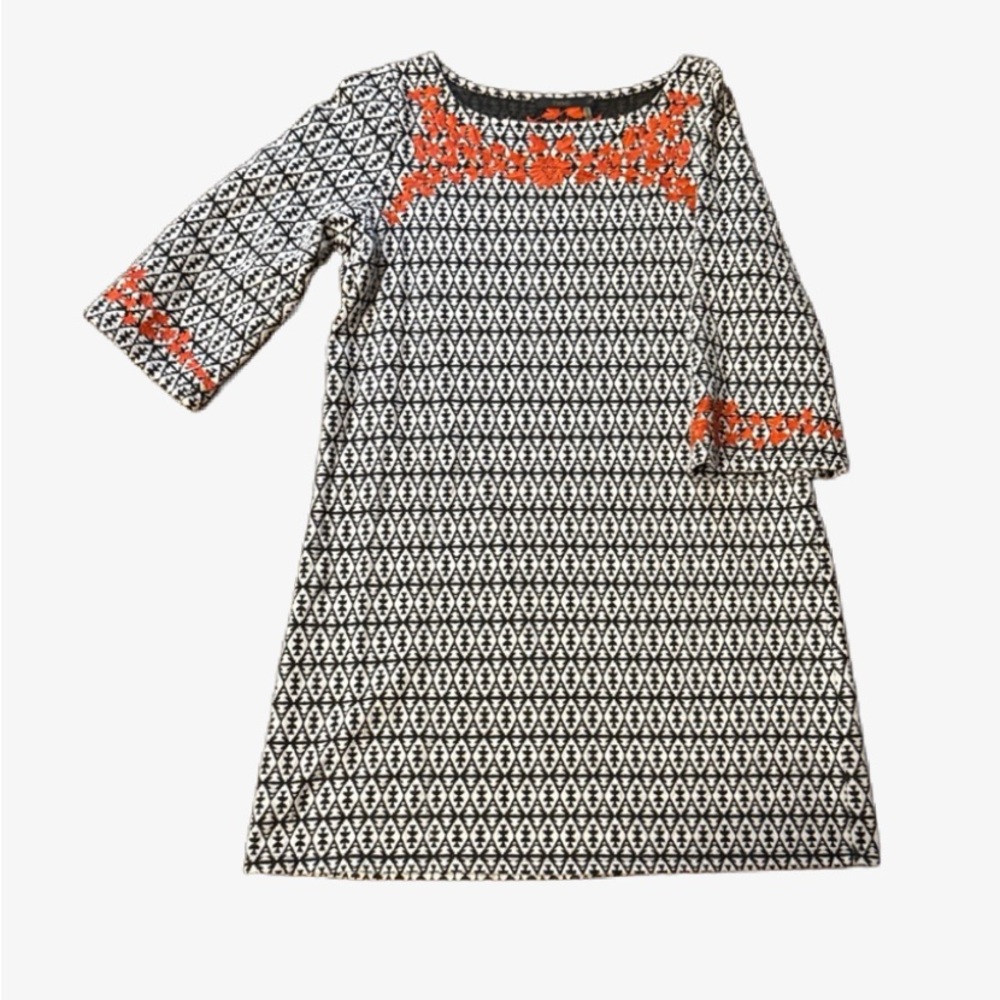 THML Black and White Mini Dress with Orange Accents